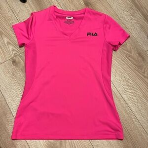 4/$20 Fila sport V-neck bright pink short sleeve top